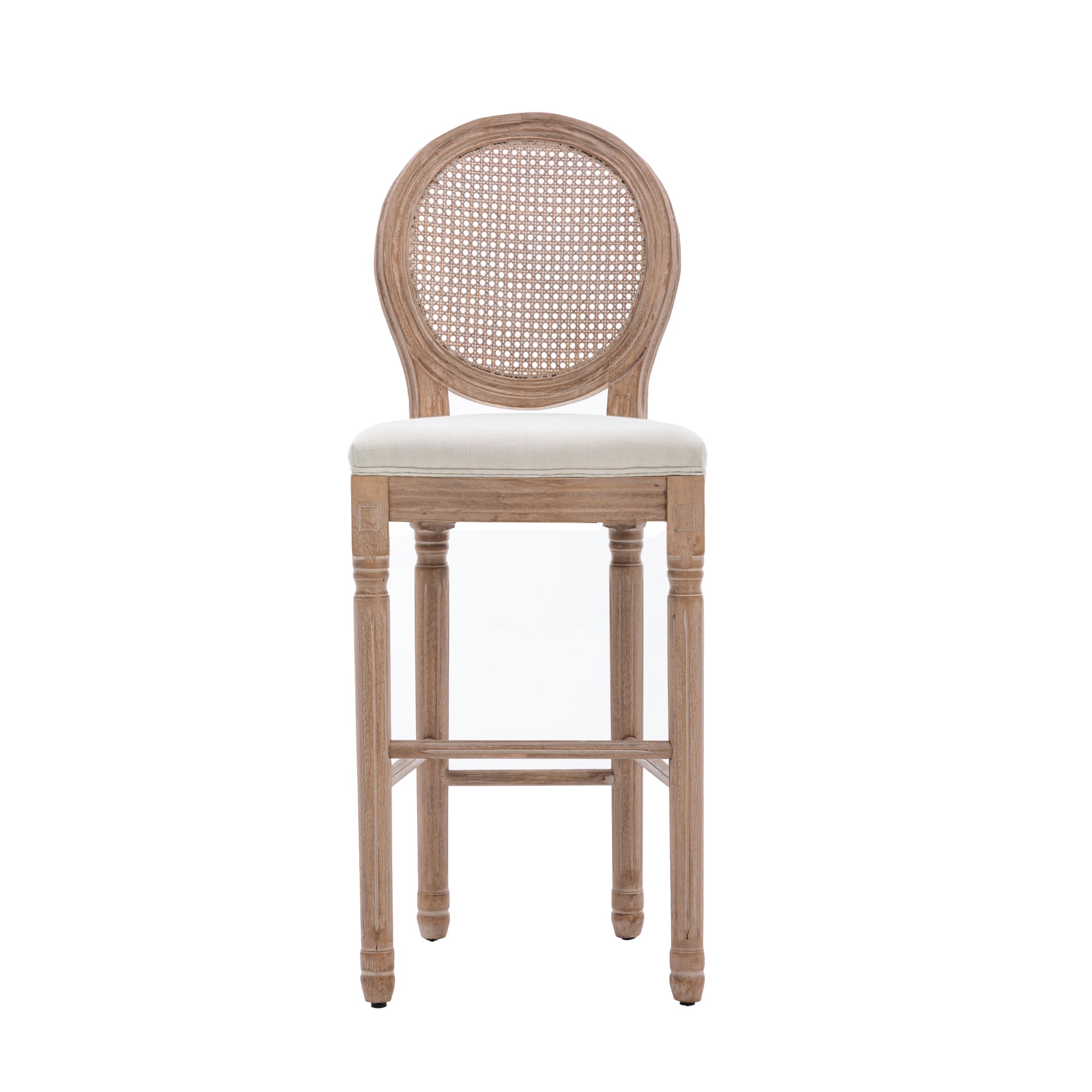 French Country Style Barstools With Upholstered Seating Wooden