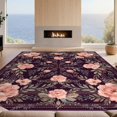 thumbnail image 2 of Design&I 4'x6' Ultra Soft Area Rug, Purple Deep Eggplant Botanical Sprigs Delicate Dotted Frame Border None Fluffy Washable Non Shedding for Bedroom Living Room Home Office, 2 of 7