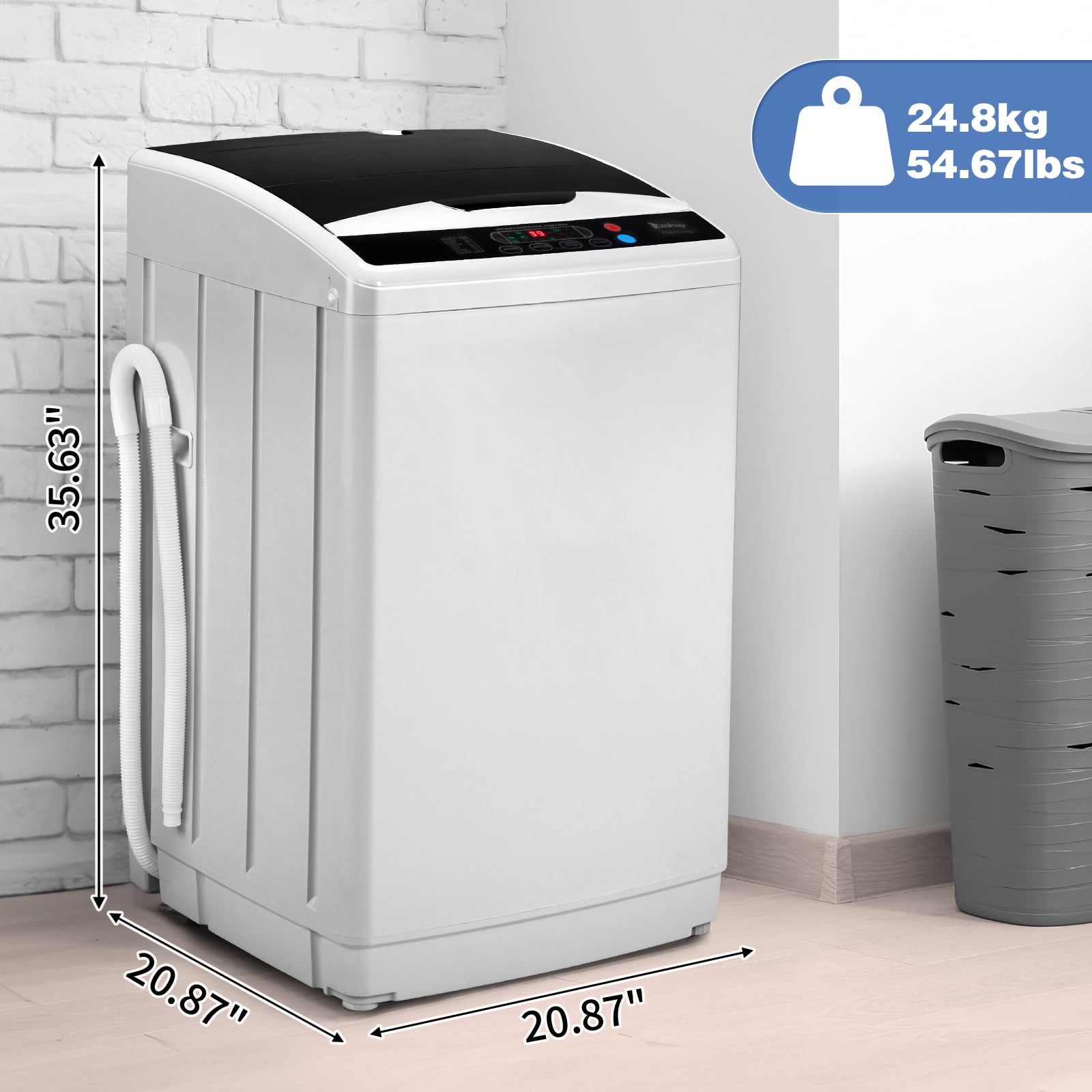 Zimtown Full Automatic Washing Machine, 25 lbs Top Load Portable Washer with Drain Pump