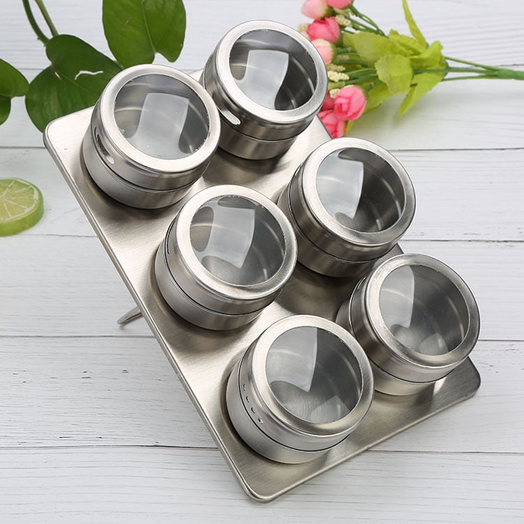smileyshy 9 12 Piece Set Stainless Steel Spice Jars Storage Containers Set Spice Tins Stick on Refrigerator and Grill Spice Outdoor Barbecue Cruet Piece Set 