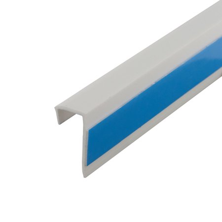 Outwater Plastic J Channel Fits Material 1/2 Inch Thick White Styrene Cap Moulding with Adhesive 46 Inch Length (Pack of 2)