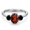 thumbnail image 3 of Gem Stone King 2.04 Ct Oval Red Garnet Black Diamond 925 Sterling Silver Ring, 3 of 6