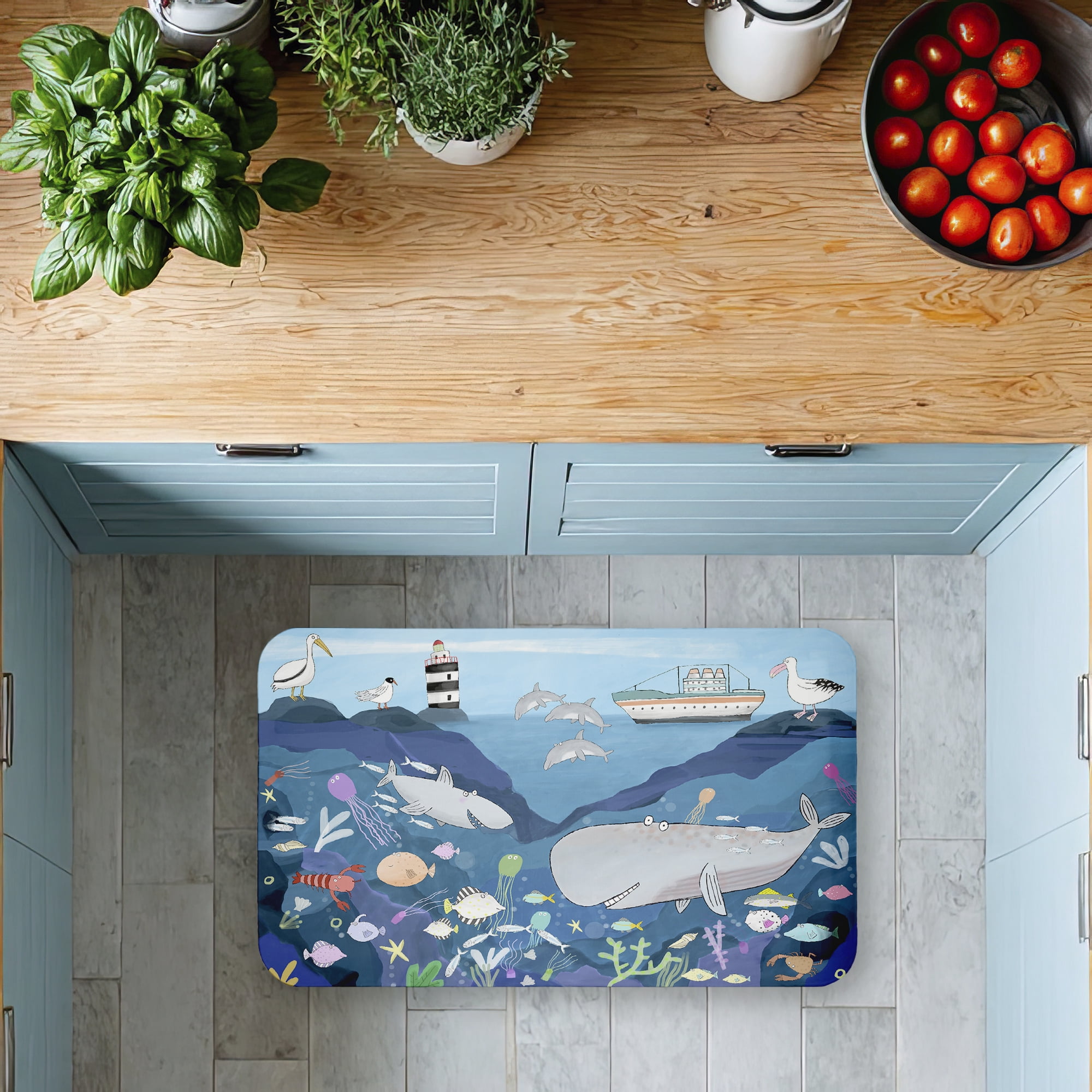 Stupell Industries Sea World Creatures Underwater Printed Anti-Fatigue Floor Mat, design by Carla Daly