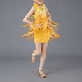 thumbnail image 3 of Fozruso Girls Dresses for School Girls Latin Dance Dress Sparkling Fringe Performance Summer Stage Party Wear Sequined Flowy Outfit Sizes 4-5 Years, 3 of 4