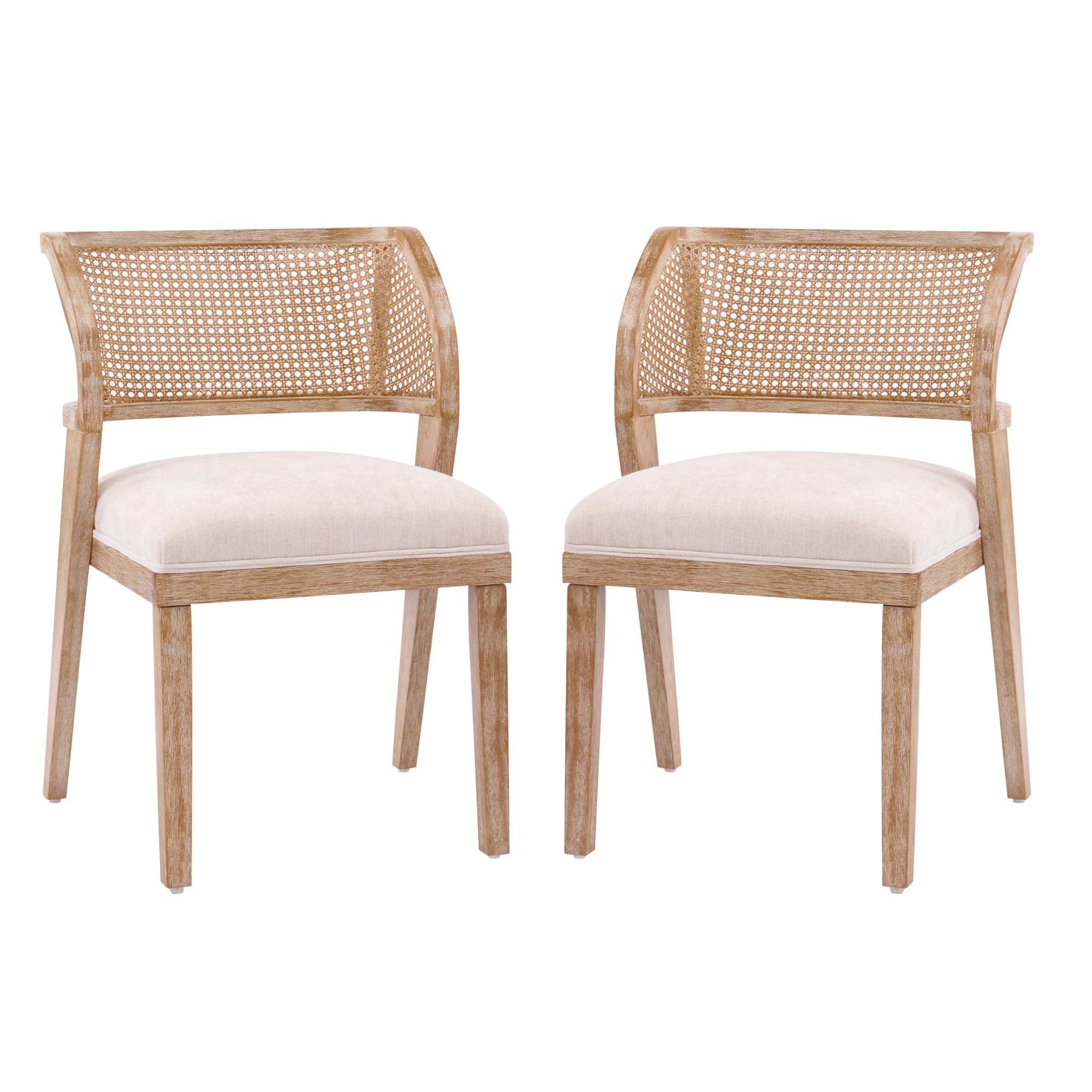 Christopher Knight Home Vintage Rattan Back Dining Chairs Set of 2, Natural Rubberwood Frame, Beige Seat