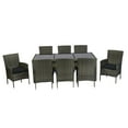 thumbnail image 5 of 9-Piece Outdoor Patio Wicker Dining Set Patio Wicker Furniture Dining Set Glass Top Grey Wicker + Cushion (Black), 5 of 12