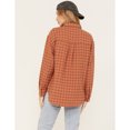 thumbnail image 4 of Cleo + Wolf Women's Plaid Print Oversized Long Sleeve Flannel Button Down Shirt Cognac XX-  US, 4 of 4