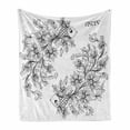 thumbnail image 1 of Zodiac Soft Flannel Fleece Blanket, Floral Images Pisces Sign Fish House of the Water Element Sensitivity Planet Sign, Cozy Plush for Indoor and Outdoor Use, 50" x 60", Black White, by Ambesonne, 1 of 6
