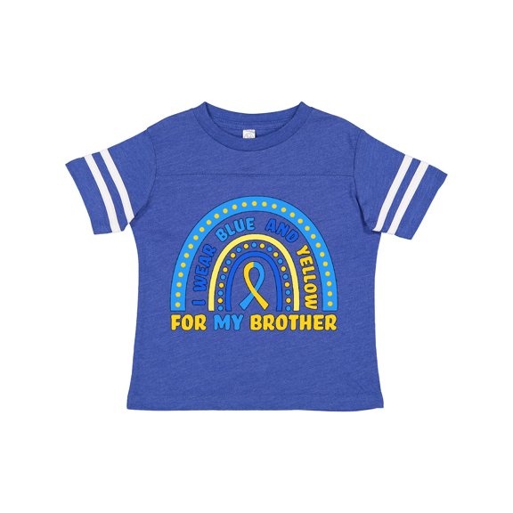 Inktastic I Wear Blue and Yellow for My Brother Down Syndrome Awareness Rainbow Boys or Girls Toddler T-Shirt