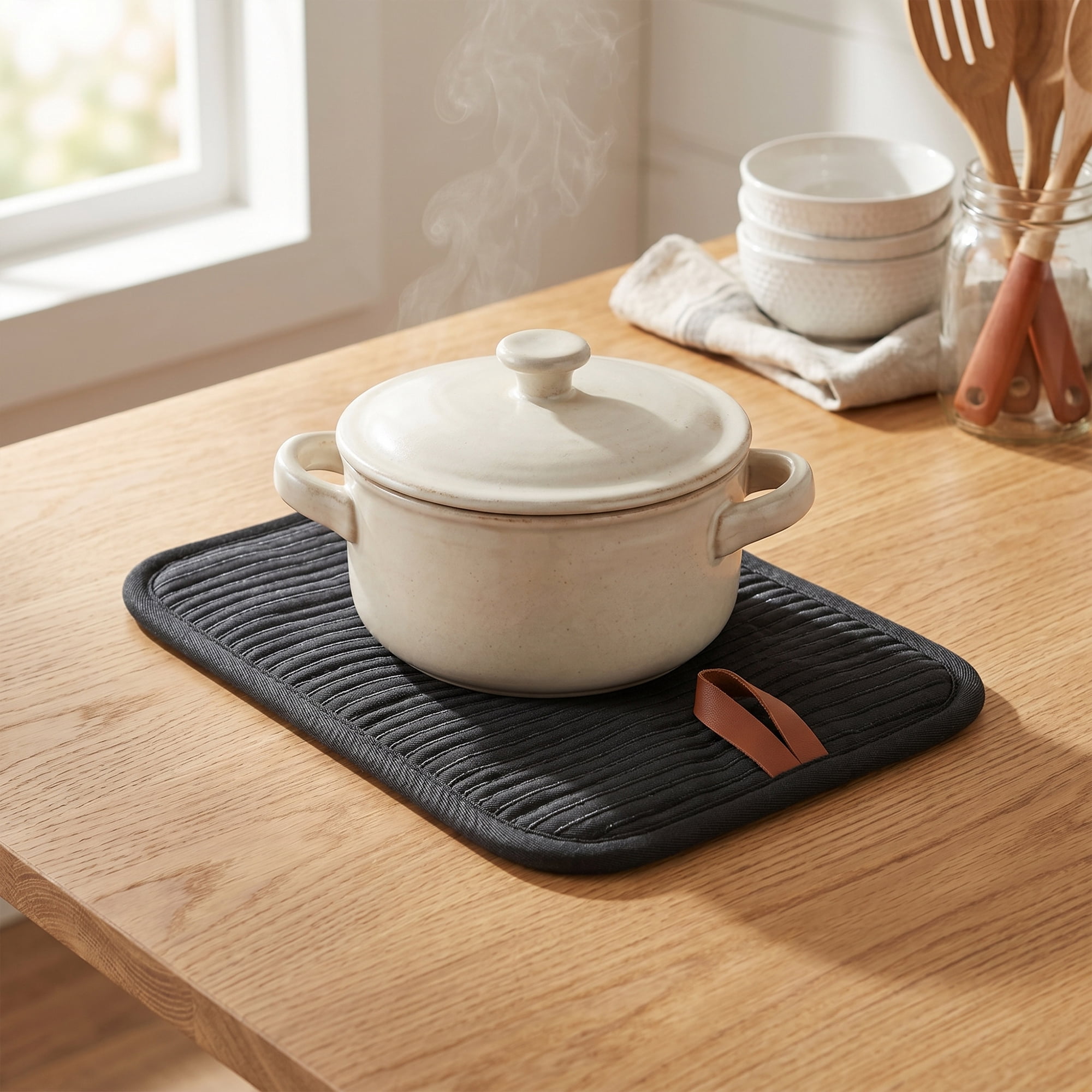 Unique Bargains Silicone Heat Resistant Trivets Non Slip Hot Pads Gray 2Pcs