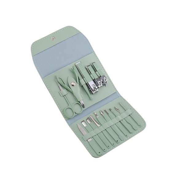 Seitruly Juego de cortaúñas, accesorio para recortar cutículas, herramientas para forma a las uñas, Kit de tijeras de manicura con bolsa de Juegos de manicura Verde Seitruly CE014569-01