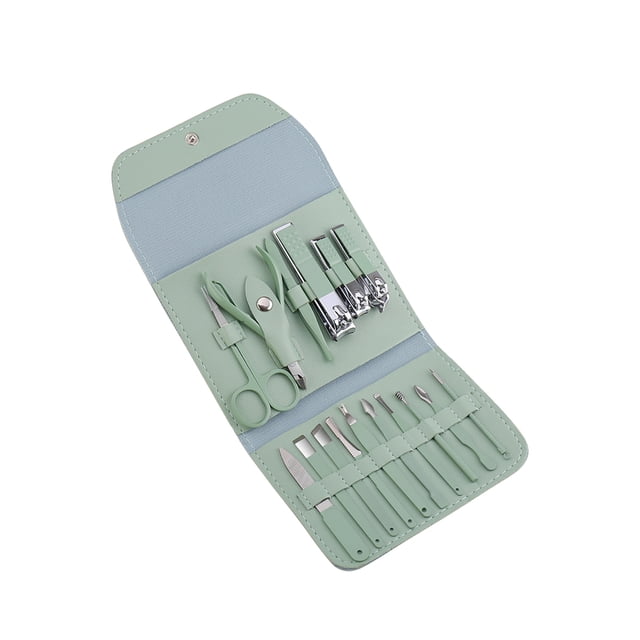 Seitruly Juego de cortaúñas, accesorio para recortar cutículas, herramientas para forma a las uñas, Kit de tijeras de manicura con bolsa de Juegos de manicura Verde Seitruly CE014569-01