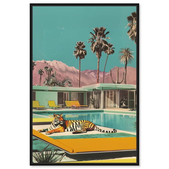 Art Remedy Modern Tiger Art Canvas, 10" x 15", Black Frame, Tiger Pool Lounge
