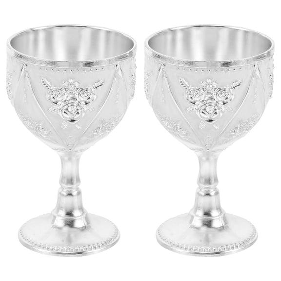FOMIYES 2Pcs Plated Silver Vintage Wine Goblets for Elegant Party Drinking and Decoration