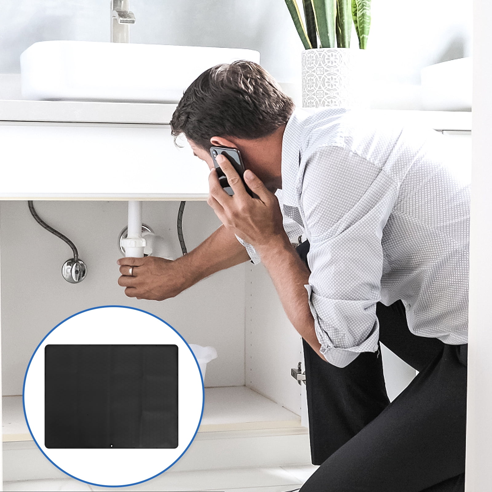 BESTONZON Waterproof Black Rubber Mat for Sink Cabinet Leak Prevention