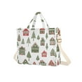 thumbnail image 7 of FORMRS Womens Corduroy Tote Bag Crossbody Shoulder Handbag with Pocket, Green Christmas House, 7 of 7