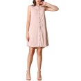 thumbnail image 2 of MODA NOVA Junior's Denim Button Up Sleeveless Tunic Dress with Pockets Pink XL, 2 of 5