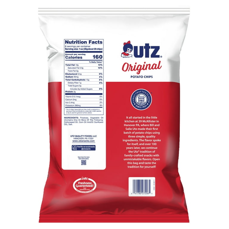 UTZ Original Potato Chips Family Size 8 oz