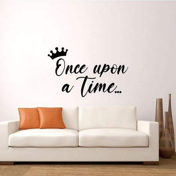Once Upon A Time - Kids Study Room Inspirational Quote Cute Decor Vinyl Wall Art Wall Sticker Wall Decal Decoration For Home Room Kids Room Nursery Room Girls Boys Décor Design Size (40x40 inch)