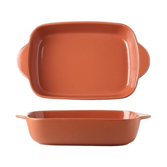 Rectangular Ceramic Double-Handled Baking Pan Household Use Oven Microwave Steak Baked Rice