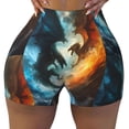 thumbnail image 2 of Logiee Red And Blue Flame Wave Dragon Print Women's Biker Shorts,Workout Gym Shorts,Scrunch Shorts,Tummy Control Hidden Scrunch Running Yoga Shorts-Large, 2 of 8