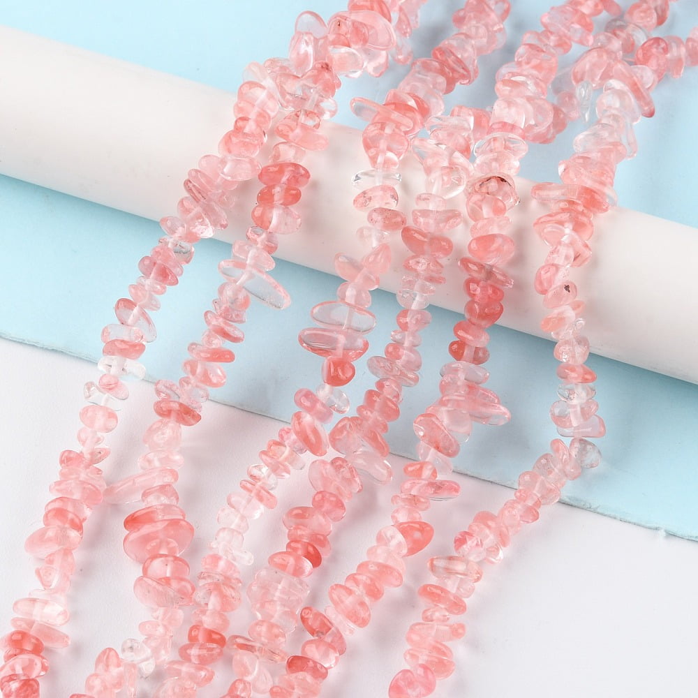 10 strand Cherry Quartz Glass Beads Strands Chip 1.5~4.5x3~13x2.5~8mm Hole: 0.6mm 30.94~31.97 inch(78.6~81.2cm) Cherry Quartz Glass