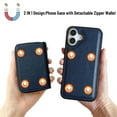thumbnail image 2 of Dteck for iPhone 16 Case Detachable Wallet Case with 11-Card Holder, 2 in 1 PU Leather Zipper Purse with Wristlet for Women Men, Durable Shockproof Phone Cover for iPhone 16,Blue, 2 of 6