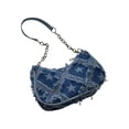 thumbnail image 2 of Willtoo Quilted Denim Shoulder Bag for Women Star Pattern Clutch Hobo Bag Small Tote Handbag with Zipper Closure, 2 of 5