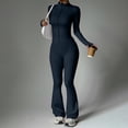 thumbnail image 7 of TZZQ Womens 2 Piece Yoga Outfits Fitted Long Sleeve Zipper Crop Jackets High Waist Elastic Flare Pants Slim Fit Casual Matching Outfits Flare Legging Workout Sets Athletic Clothing Sets Navy Xl, 7 of 7