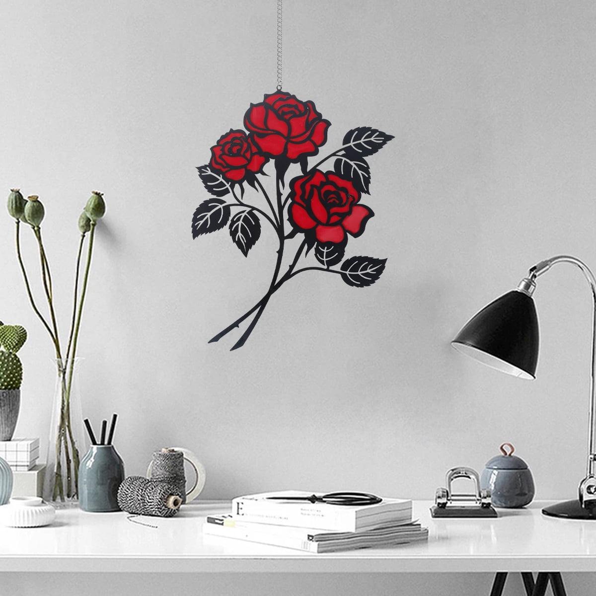Duety Metal Rose Wall Decor,Creative Metal Rose Wall Art Decorative