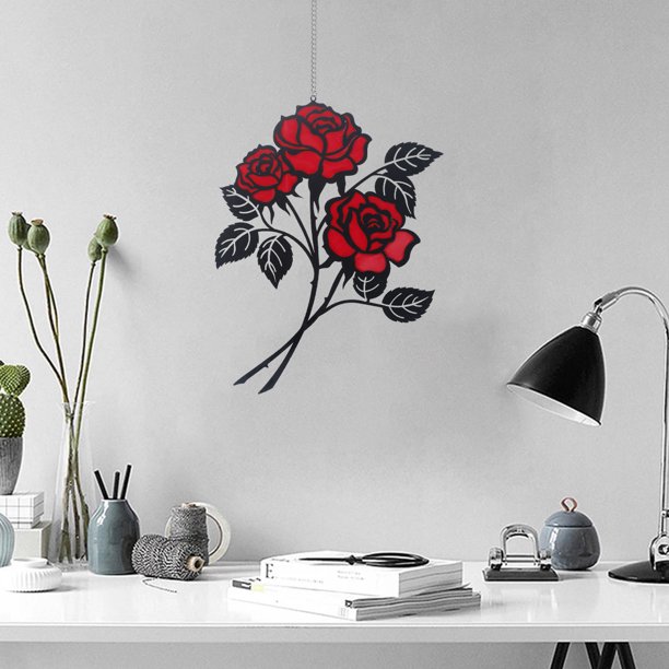 Duety Metal Rose Wall Decor,Creative Metal Rose Wall Art Decorative