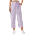 thumbnail image 3 of GigrtiJin Striped Capris Pants for Womens High Waisted Loose Cropped Pants Straight Leg Casual Beach Vacation Capris Pants with Pockets, 3 of 5