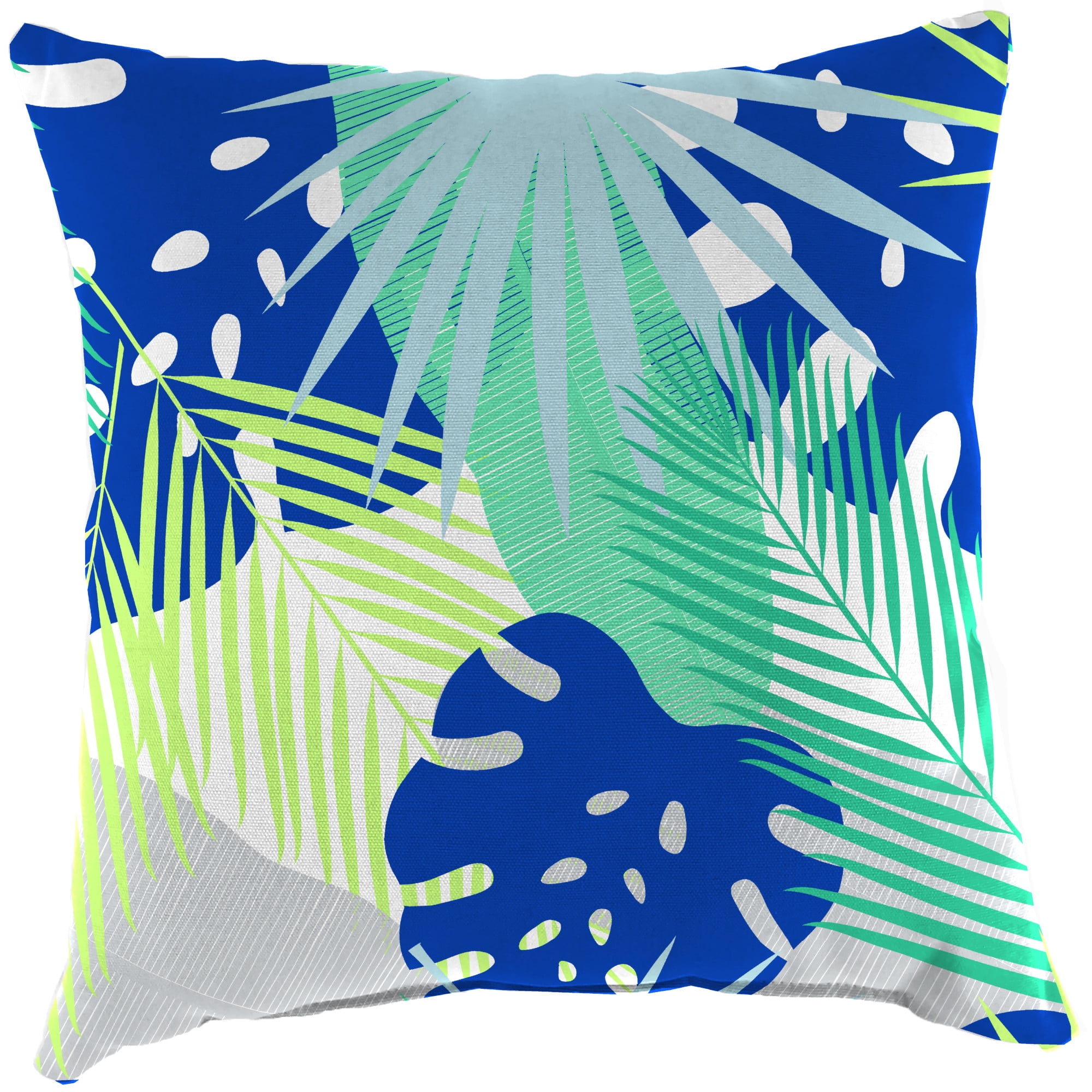 Jordan Manufacturing 14" x 14" Multicolor Tropical Leaves Square Outdoor Throw Pillow (2 Pack)