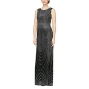 Alex Evenings Long Sleeveless Dress with Patterned Glitter Detail (Womens, Black/Silver, 10)