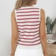 thumbnail image 5 of Chaleco de punto sin mangas con botones y rayas para mujer - Camiseta corta para el trabajo/informal, 5 of 7
