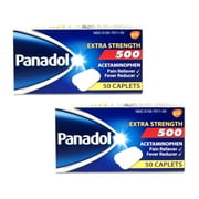 Panadol Extra Strength 500mg Acetaminophen Pain Reliever & Fever Reducer, 50 Caplets - Pack of 2