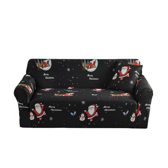 Bwiyojiz Home Decor Christmas Decorations Decoration Printed Sofa Cover Santa Claus Elastic Couch Machine Washable Theme Red Slipcover for Living Room Festive Protector, Gifts for Sister, Multicolor