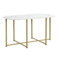 thumbnail image 4 of Triple Tree, 7 Piece Adult Modern Iron and MDF Dining Table with Chair, Golden/White, 4 of 8