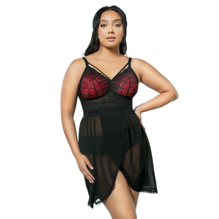 

Mia Lace Wire-Free Lace Chemise - Black