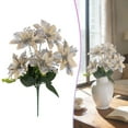 thumbnail image 2 of 5-Fork Bouquet, Simulated Poinsettia Flowers – Home Decoration Ornaments, Realistic Faux Blooms Decorative Holiday Poinsettia Flowers for Home Tabletop Vase, or Wreath Arrangement(Beige,15.7x2"), 2 of 8