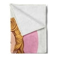 thumbnail image 2 of Pin up Girl Soft Flannel Fleece Blanket, Hand-Drawn Effect Smiling Blonde Girl in Vintage Pin up Style on Heart Backdrop, Cozy Plush for Indoor and Outdoor Use, 70" x 90", Multicolor, by Ambesonne, 2 of 5