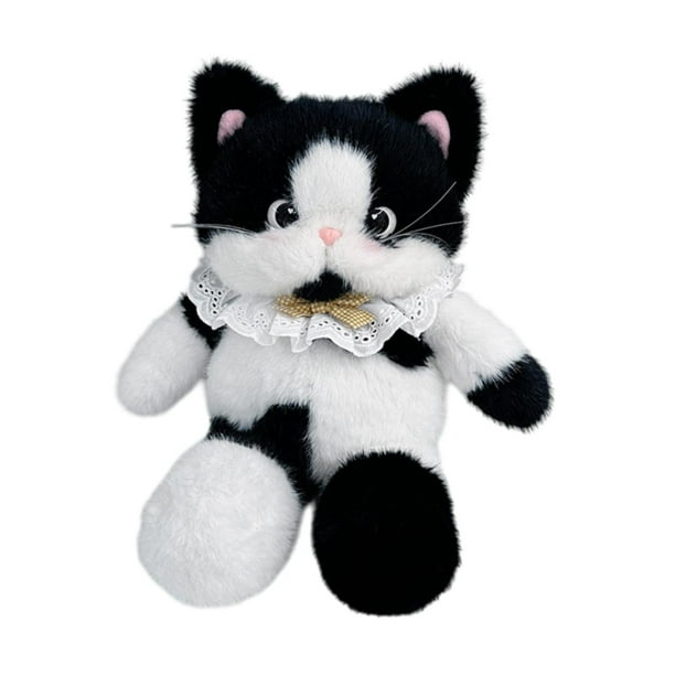 Linda mochila de peluche de gato Catada de peluche de gato para amantes de las mascotas para niños adolescentes negro