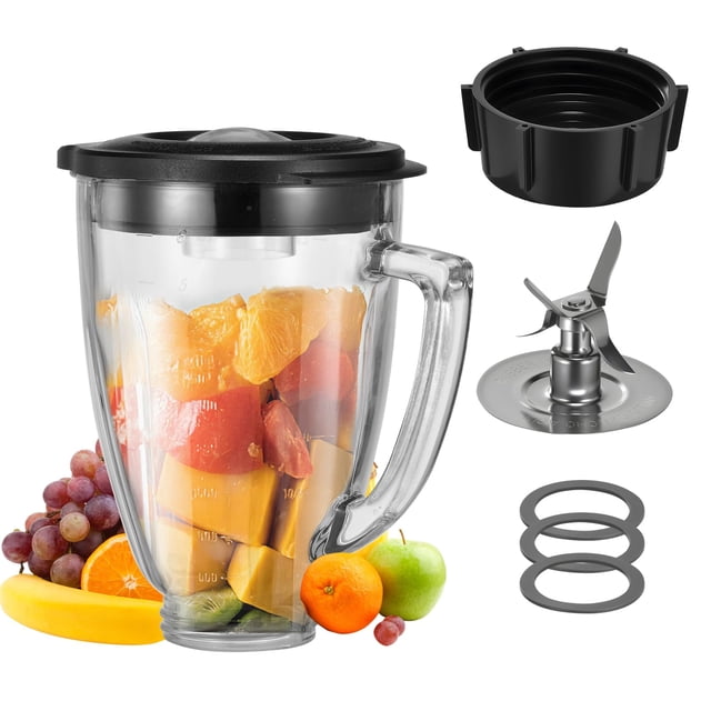 Vaso para Licuadora ANABIUP de Vidrio de 6 Tazas con Hoja de Acero Inoxidable