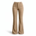 thumbnail image 4 of GJSYRH Women's Wide Leg Jeans High Waisted Stretchy Straight Leg Jeans Trendy Seamed Front Loose Denim Pants Khaki L, 4 of 4
