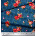 thumbnail image 3 of Soimoi Poly Georgette Fabric Check,Leaves & Rose Flower Print Fabric by Yard 52 Inch Wide, 3 of 3