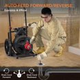 thumbnail image 2 of Luku 100Ft x 1/2 In Auto-Feed Electric Drain Cleaner Machine, 6.8A Heavy-Duty Drain Auger for 2" to 4" Pipes, with 14" Wheels Sewer Snake with 6 Cutters, Gloves, 2 of 7