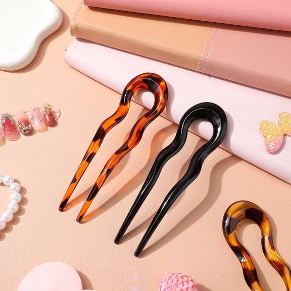 ibasenice 3-Pack Hair Bun Pins French Hair Forks U-Shaped Hair Accessories for Women Stylish Out