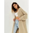 thumbnail image 4 of Women'S Oversized Long Cardigan Open Front Duster Sweater Cardigan Khaki S, 4 of 9