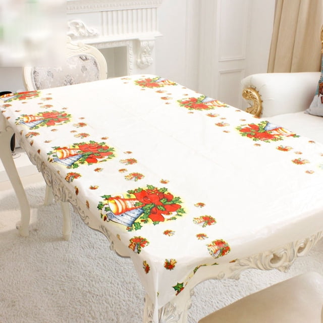 Christmas Tablecloth PVC Table Cover Rectangle Tablecloth for Merry Christmas Holiday New Year Eve Party Decorations Supplies,44x72inch