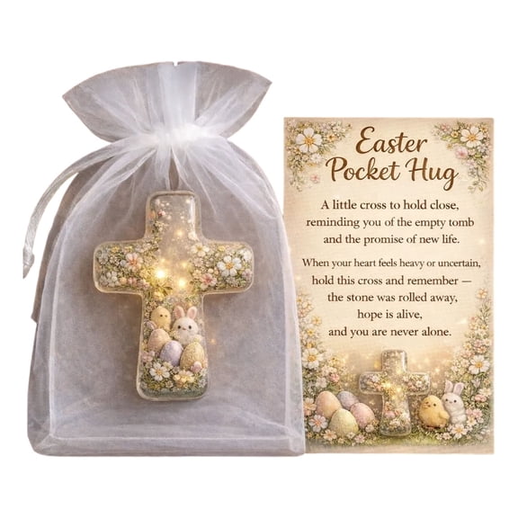 Easter Little Pocket Hug, Rabbit Easter Eggs Pocket Hug Token with Cards and Bags, Pockets Hug Bunny with Encouragement Card, Cute Mini Charm, Emotional Token, Inspirational Gift for Friends